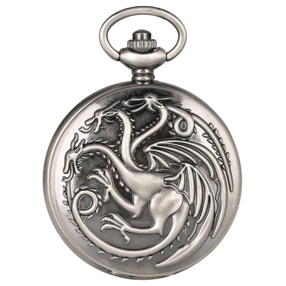 Vintage Jewelry Watches Women - Retro Gray Three-headed Fire Dragon Necklace