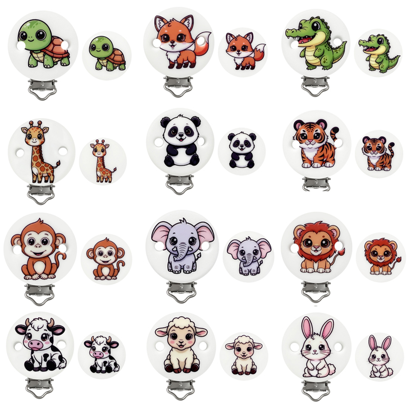 Pacific Jewelry & Watches Los Angeles - 3/5/10Pc Silicone animal Beads Printed Baby