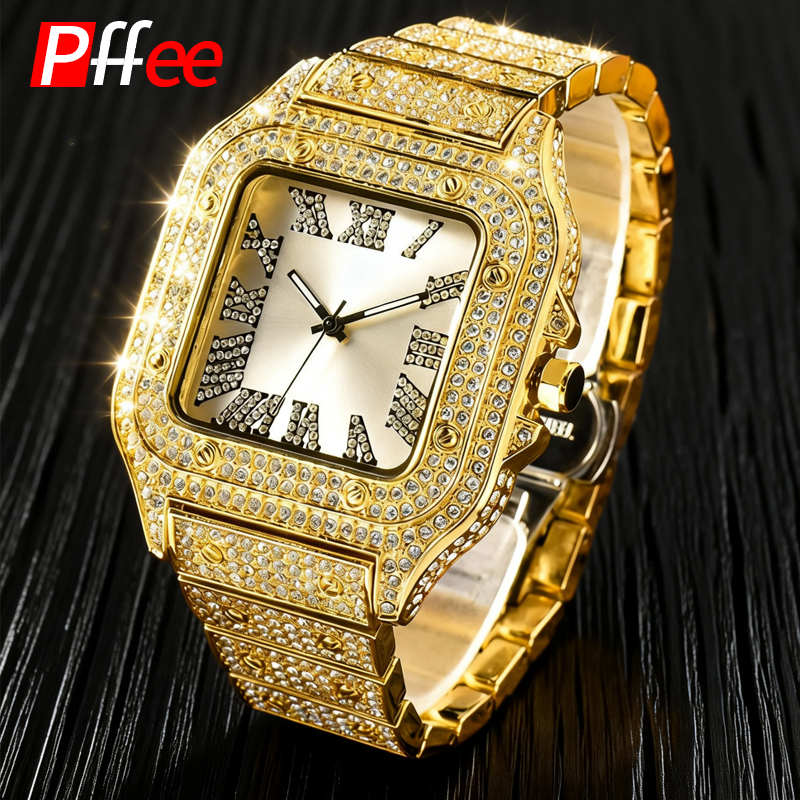 Jewelry Watches Silver - Pffee 18K HipHop Men Watches Rapper