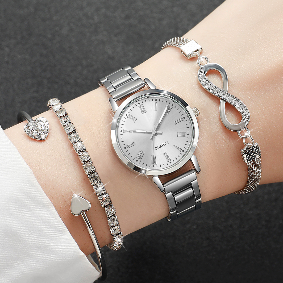 4PCS/Set Fashion Alloy Strap W - Jewelry Diamond Watches 리뷰 및 가격