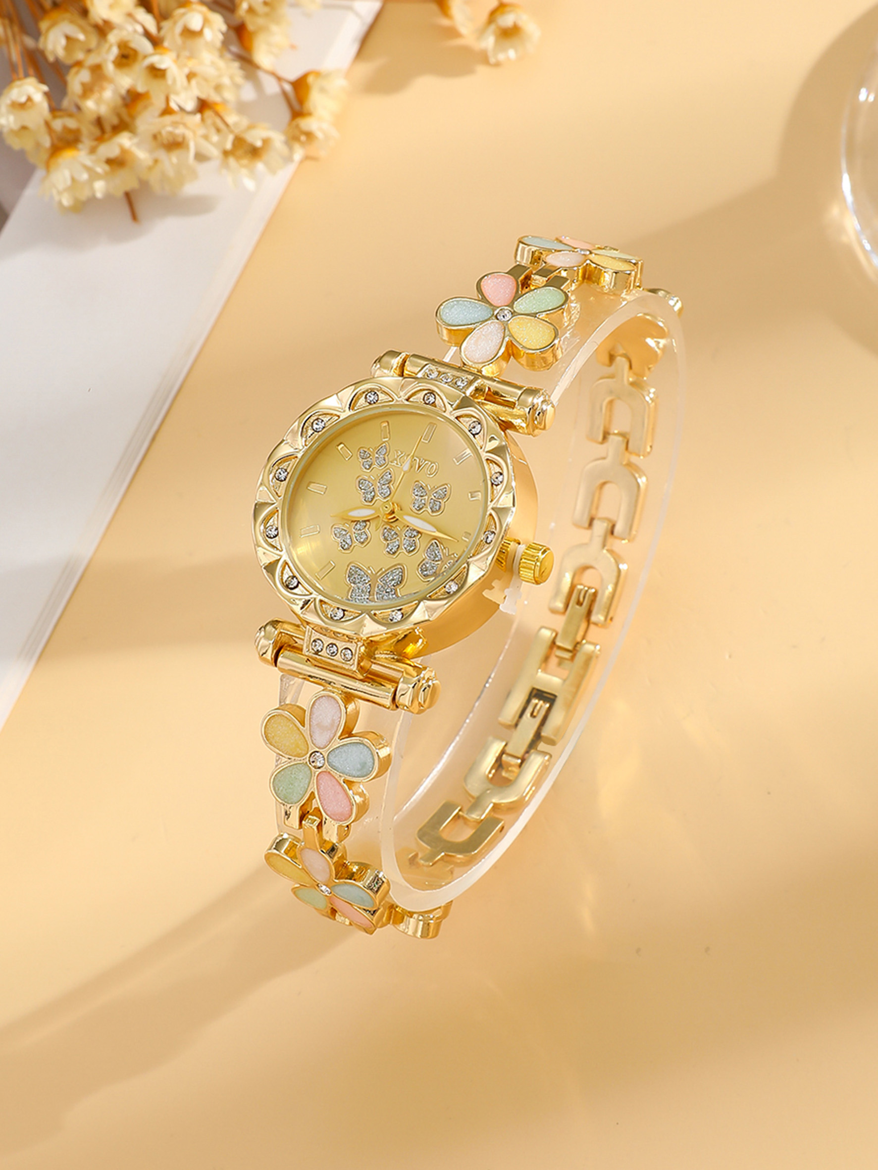 Gold Women's Watch Colorful Fl - Jewelry Diamond Watches 리뷰 및 가격