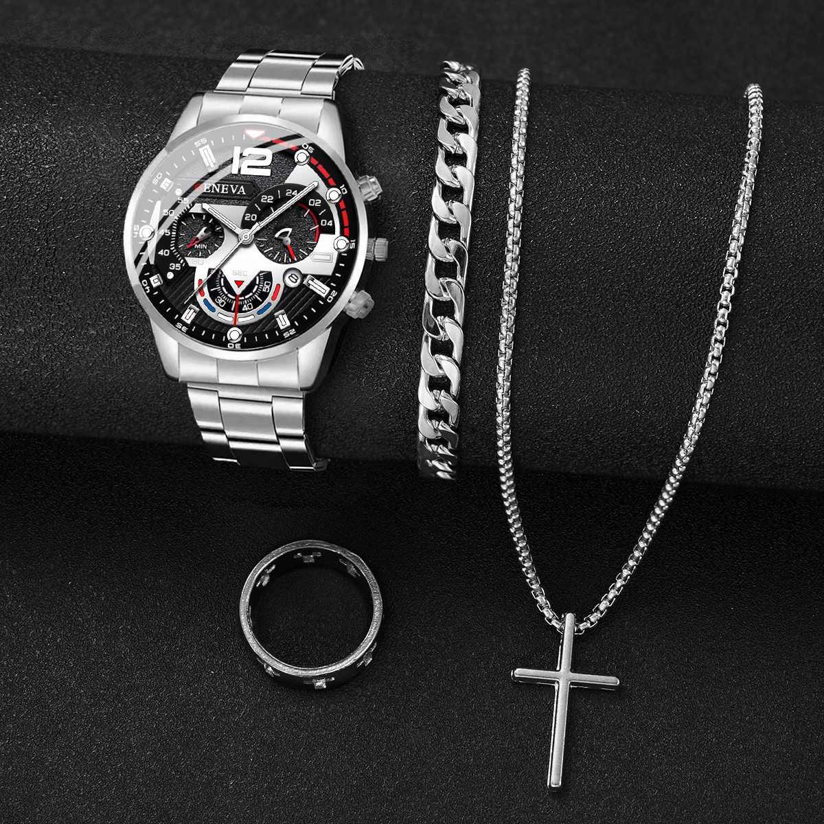 4pcs/set Fashion Men's Watches - Jewelry Watches Silver 리뷰 및 가격
