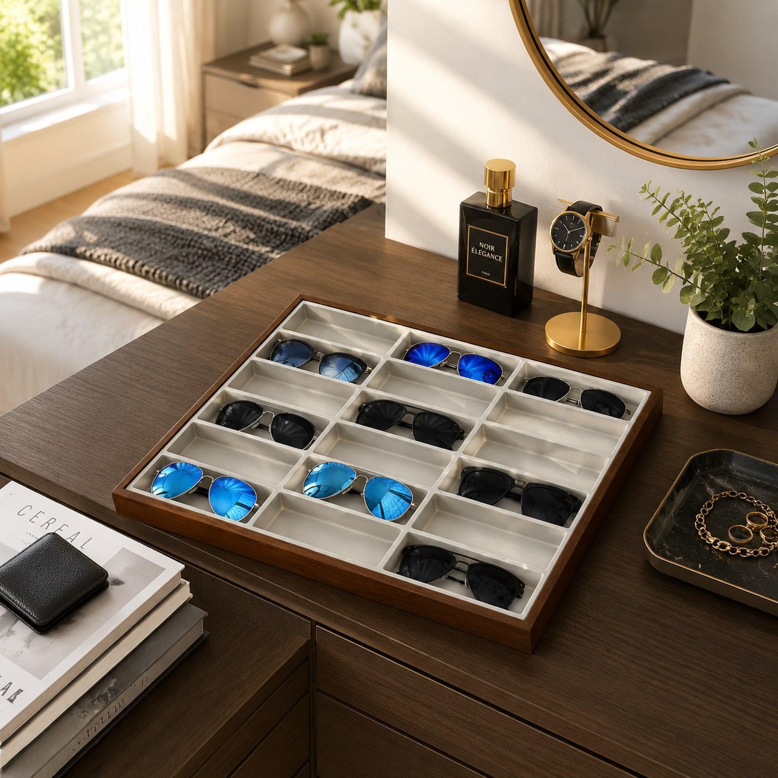 Eyeglass Organizer Box 18 Comp - Jewelry Eyewear Watches & Accessories 리뷰 및 가격
