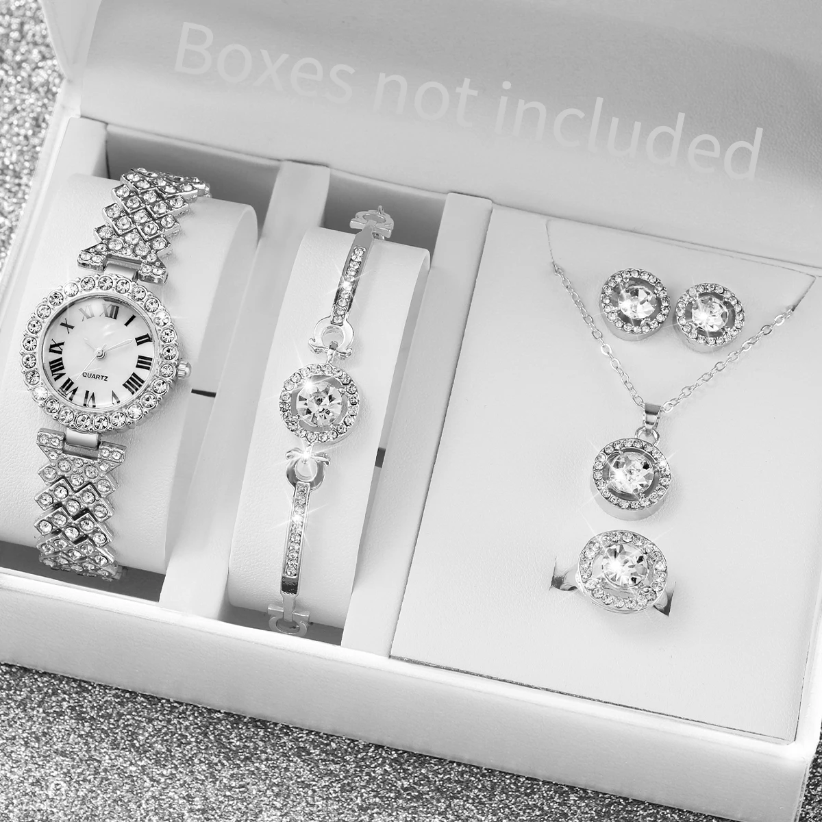 6PCS/Set Luxury Rhinestone Wom - Jewelry Watches Silver 리뷰 및 가격