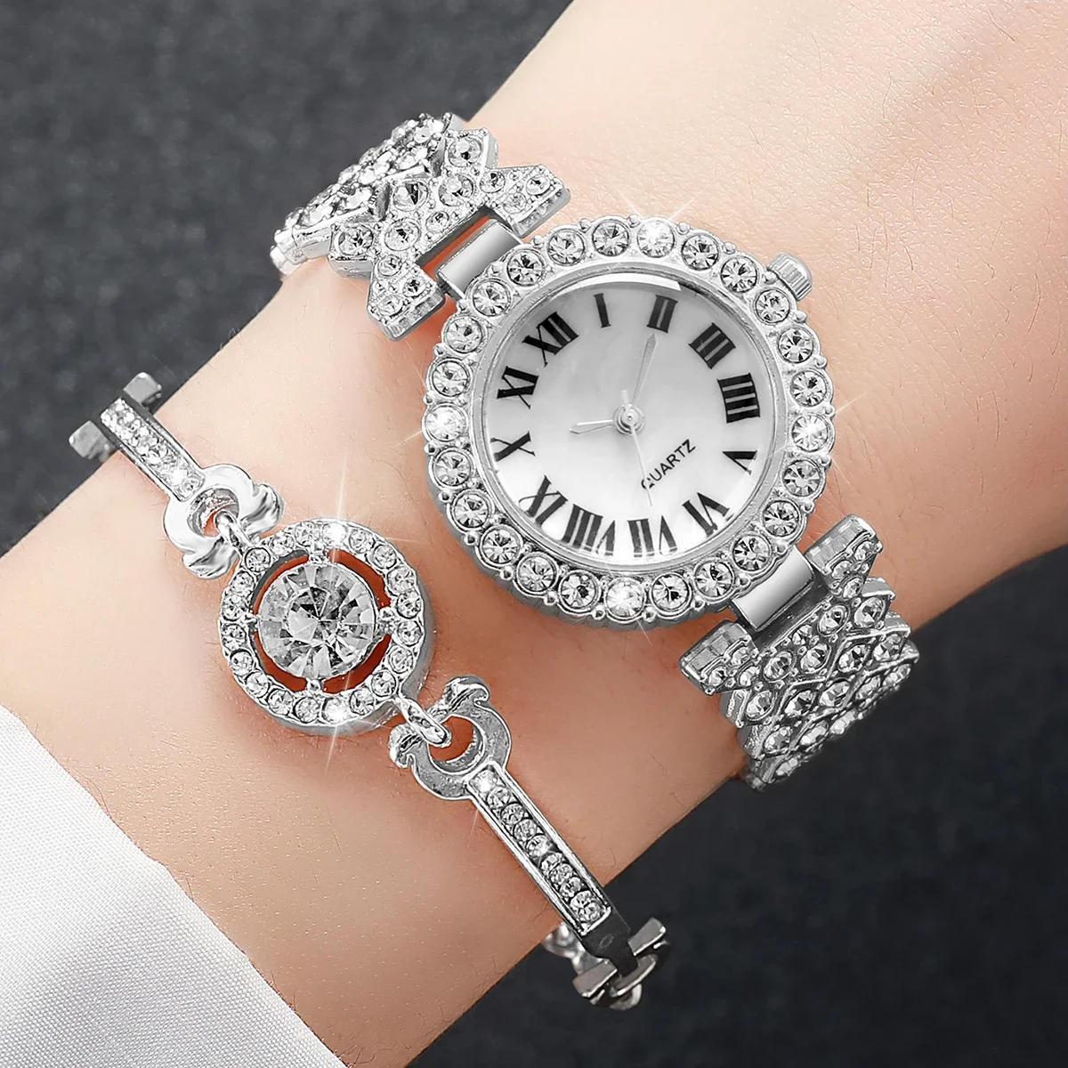 6PCS/Set Luxury Rhinestone Wom - Jewelry Watches Silver 리뷰 및 가격