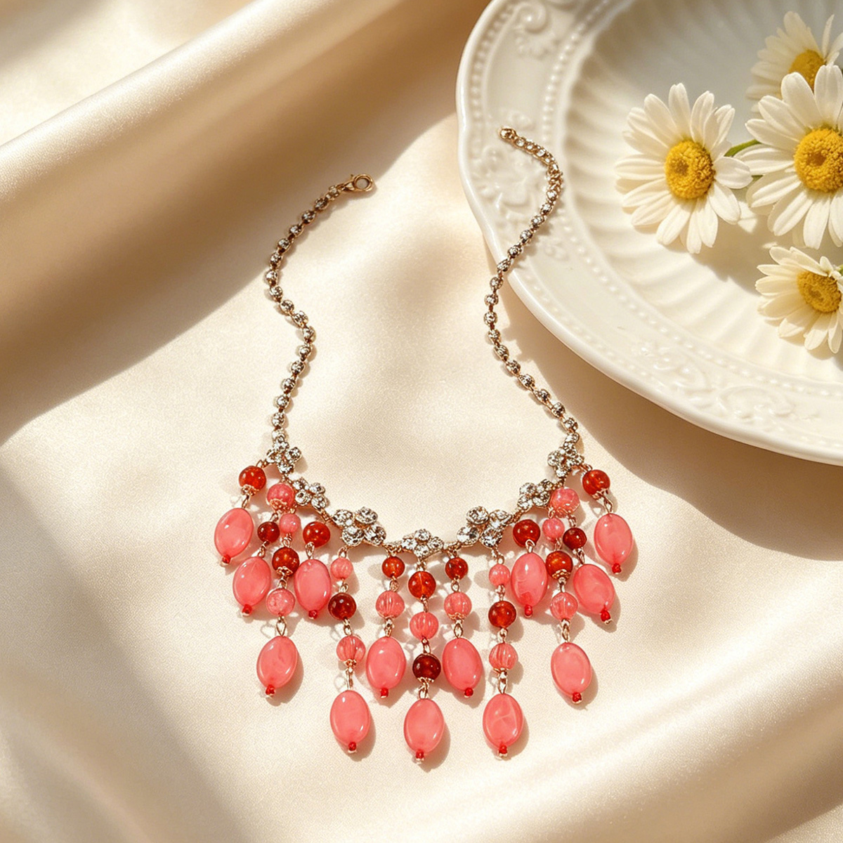 Trendy Pink Red Teardrop Beade - Jewelry & Watches Spółka Z Ograniczoną Odpowiedzialnością 리뷰 및 가격