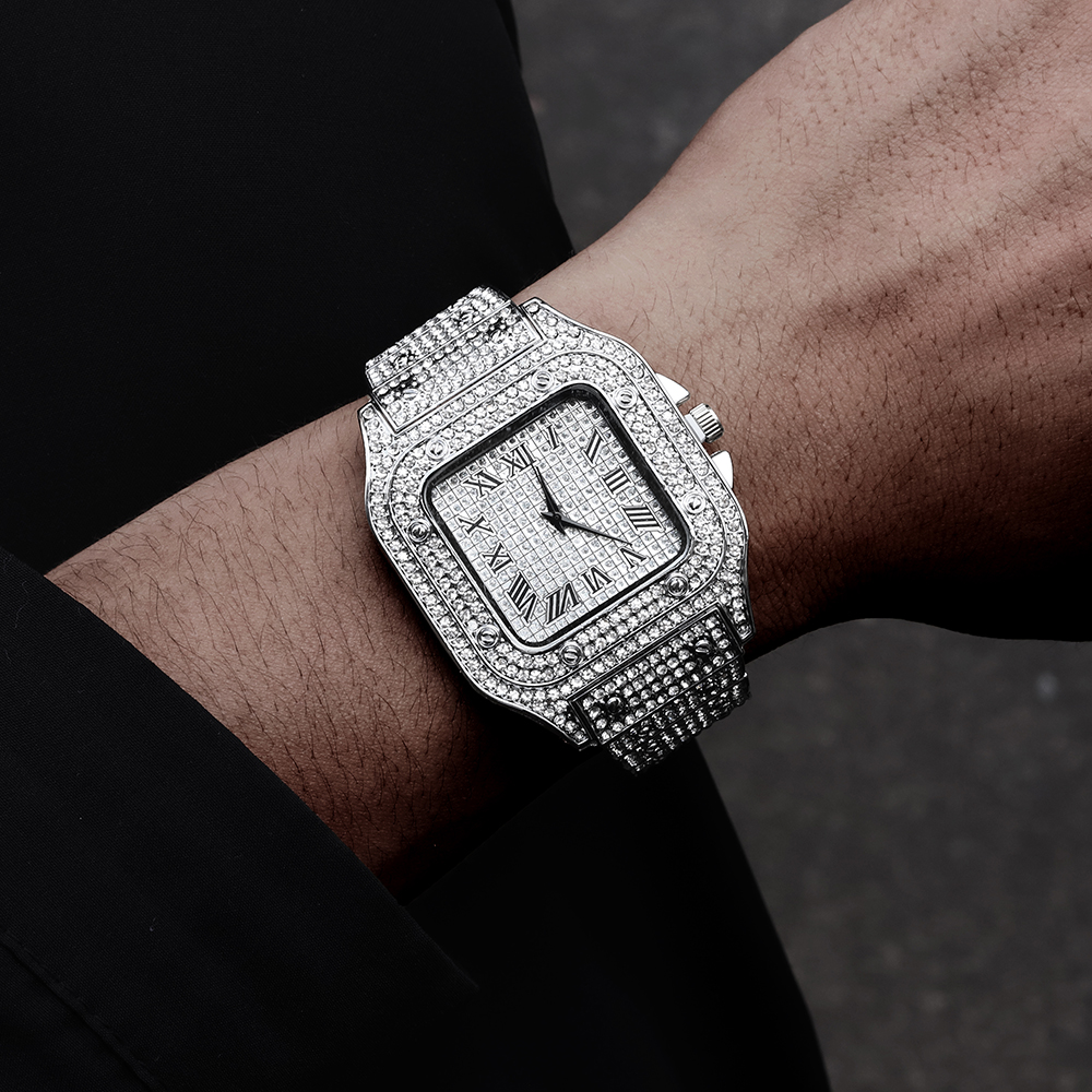 New Punk Men Watch Iced Out Di - Jewelry Watches Silver 리뷰 및 가격